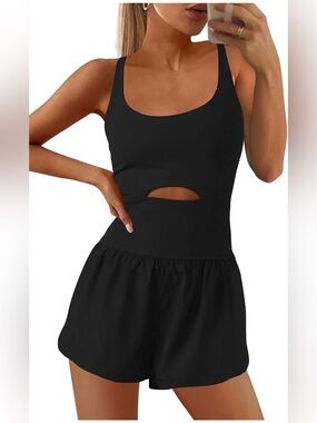 Black Romper Cutout Tank